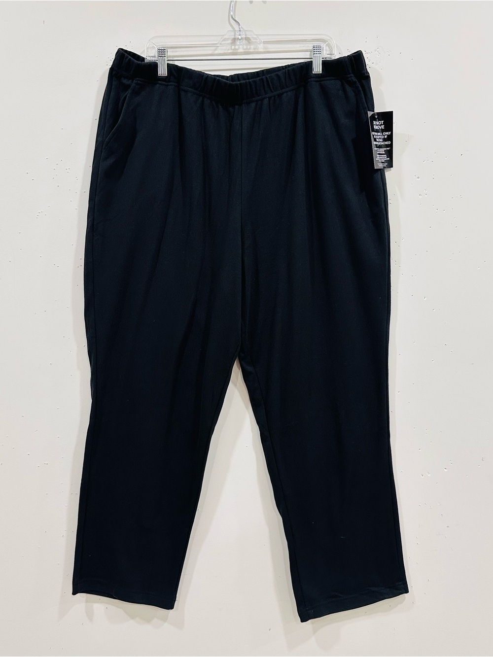 Woman Within Black Plus Size Casual Pants 26/28 2X Cotton Blend Knit Pull-On NWT
